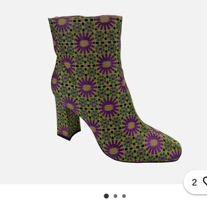 Katy Perry Collections Floral Green and Purple Ankle Booties